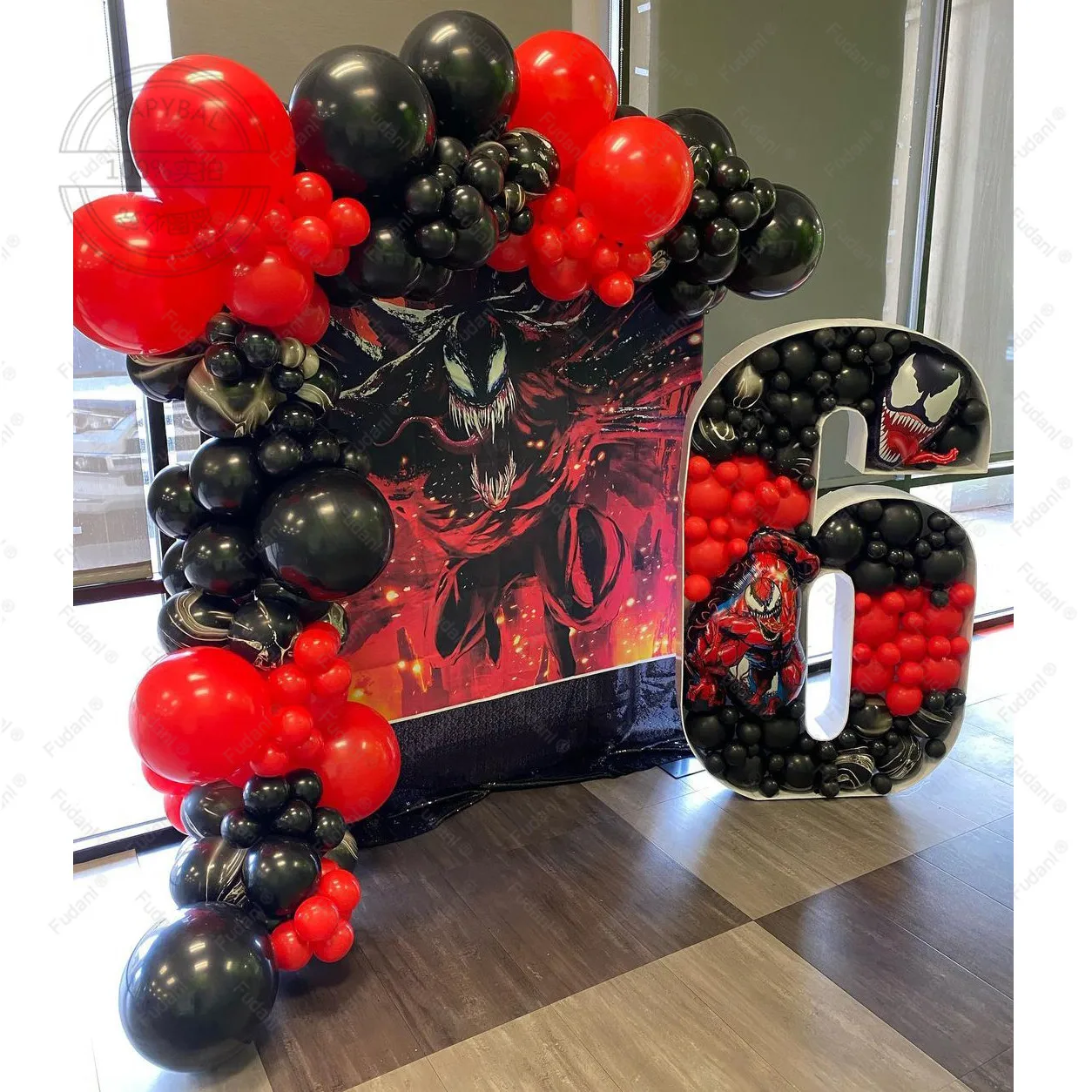 

107pcs 5/10/18inch Red Black Venom Carnage Theme Balloons Arch Garland Kit Kids Boys Favors Birthday Party Decorations Globos