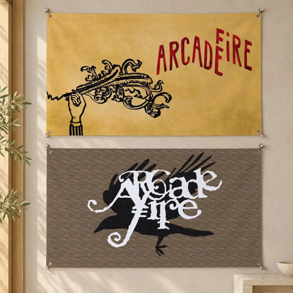 Arcade Fire Flags Decorative Wall Hanging Banner Bedroom Dorm Music Room Garden Party