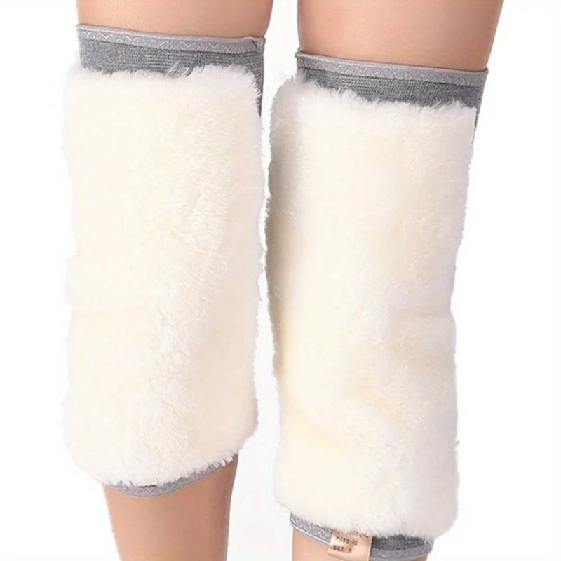 

1 pair Thickened Outdoor Warm Wool Knee Pads for Cold Protection Leg Warmers Thickened and Fleece Men's and Women's Warm Leg
