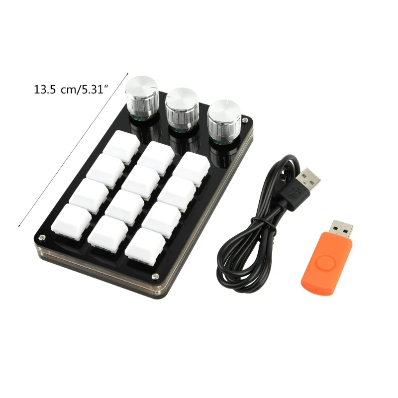 Macropad teclado 12 teclas com teclado programação 3 botões para edição vídeo jogos