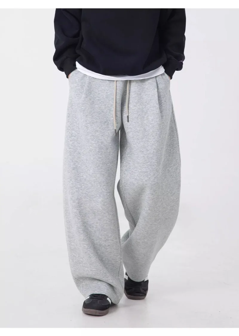 

Grey Sports Sweatpants Men's Heavyweight Straight Leg Loose Wide Leg Pants American Versatile Casual Pants