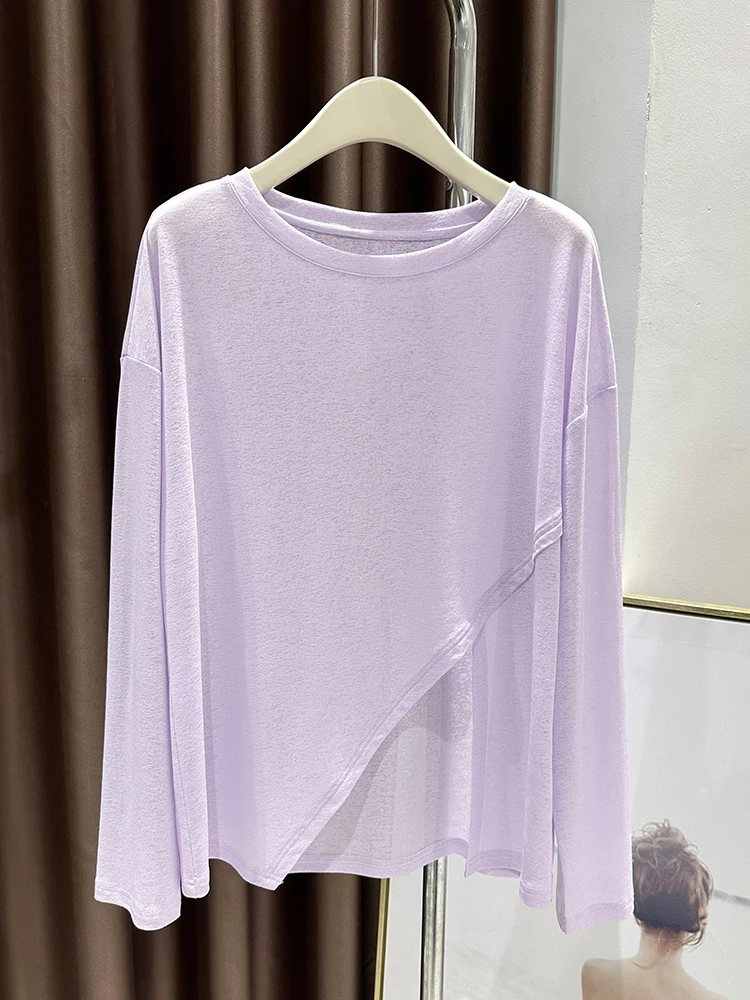 

Вязаная футболка из ледяного шелка для женщин, летняя, с открытой спиной, свободного кроя, дышащая, легкая, повседневная, для города