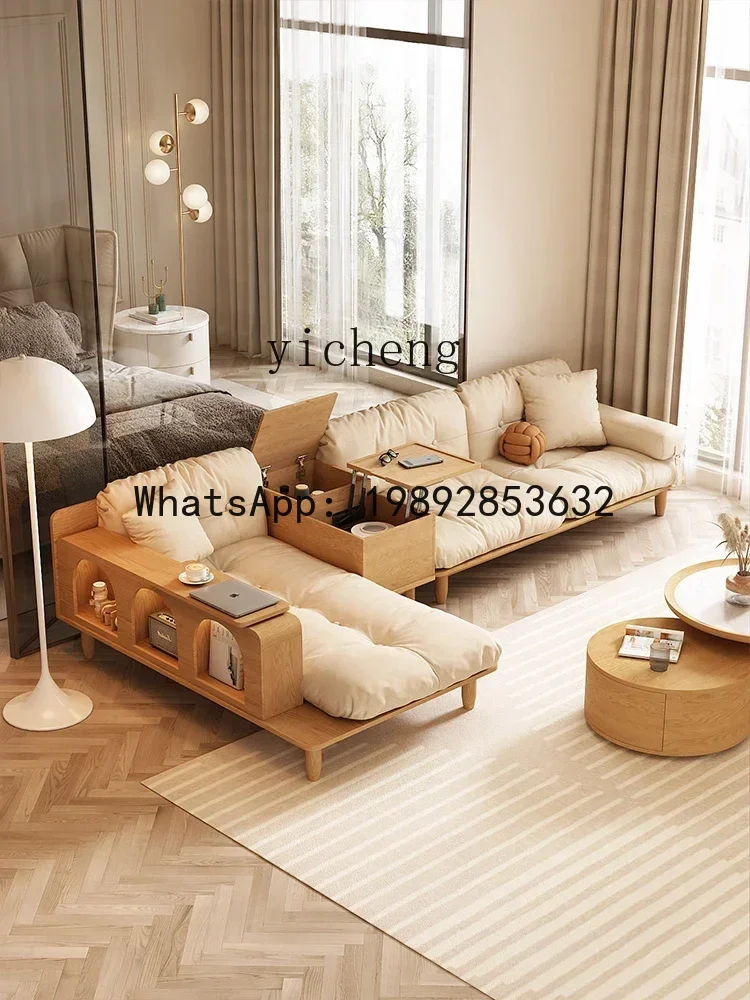 LYY  solid wood sofa Nordic small apartment living room down cloud technology fabric sofa