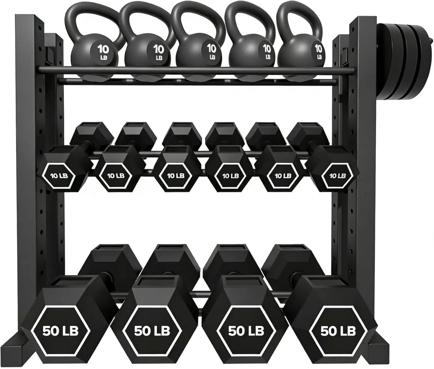 Home Gym Use, Steel Material, Silver Color, Adjustable Height, 1000LB Capacity 3-Tier Dumbbell Rack for Compact Storage