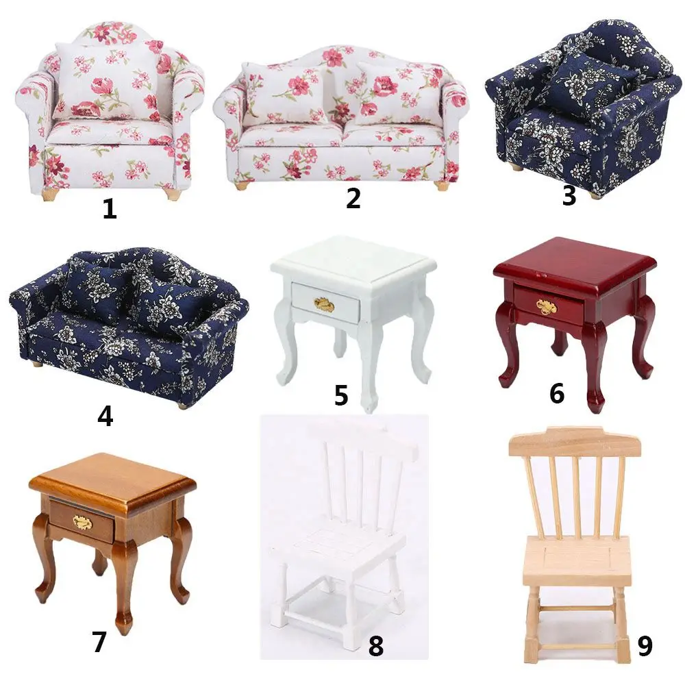 1/12 Mini Dollhouse Miniature Mini โต๊ะไม้กาแฟตารางเก้าอี้เฟอร์นิเจอร์จำลองของเล่นสำหรับตุ๊กตาอุปกรณ์ House