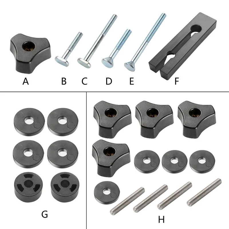 

L1EE Compact M6 Plastic Knob Metal Screws Plastic Slide Block Plastic Gasket Fitting for Woodworking Plastic & Metal Made