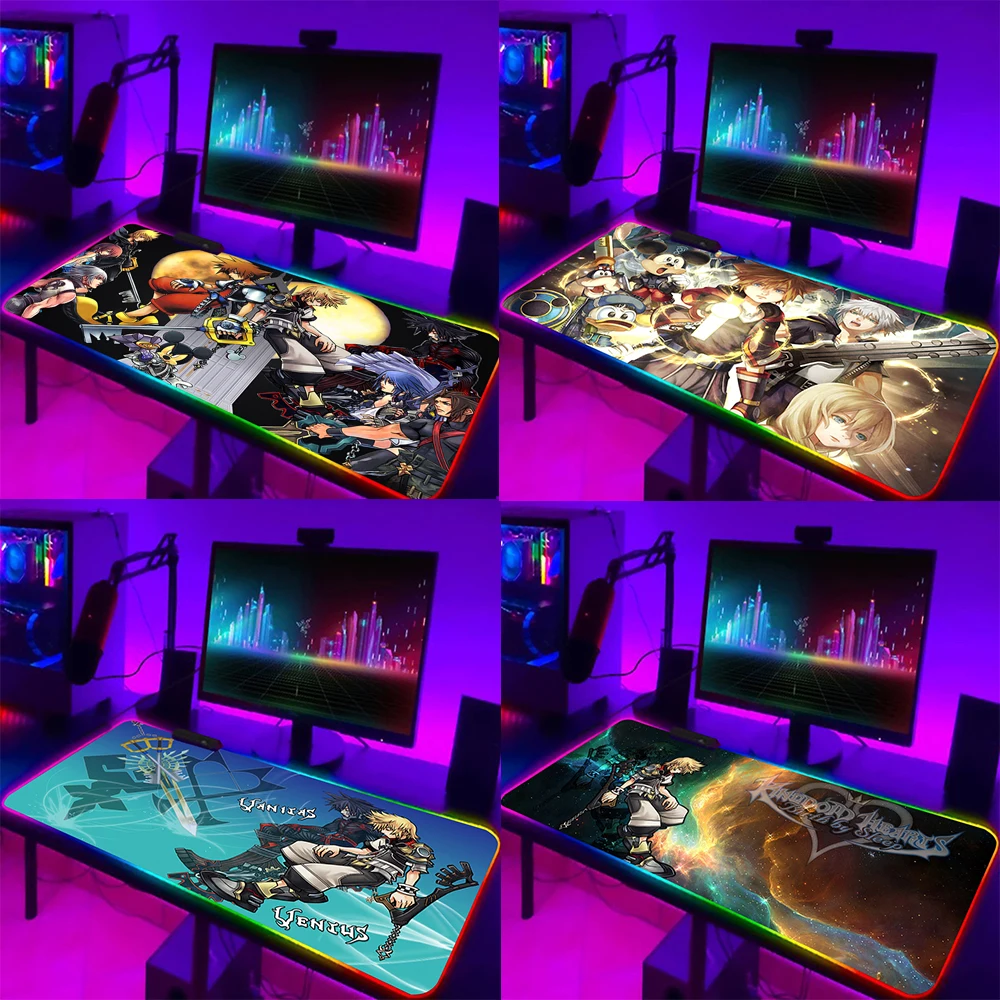 Imagem -01 - Rgb Led Glowing Mouse Pad para Gamer Kingdom Hearts Teclado pc Mousepad Borracha Gaming Computer Mausepad rgb led glowing mouse pad para gamer kingdom hearts teclado pc mousepad borracha gaming computer mausepad 01