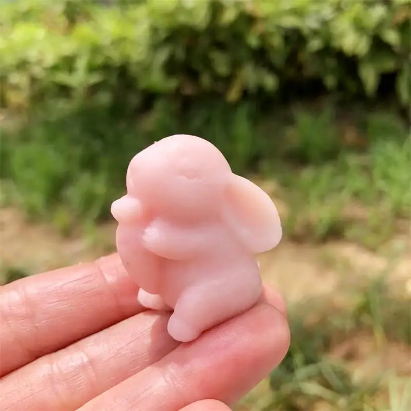 

Натуральный розовый опал, резьба по кролику, драгоценный камень Рейки, целебный камень, домашний декор, рождественский праздничный подарок, 1 шт.