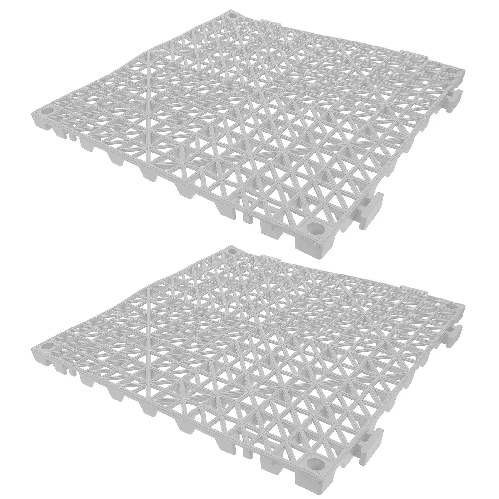 2Pcs Bathroom Interlocking Floor Mats Tiles 30x30cm Anti-Slip Modular Drainage Mat for Shower Pool Deck Patio Garage Use