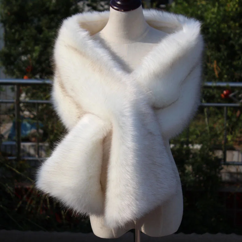 Walk Beside You Ivory Faux Fur Jackets for Women Wedding Wrap Shawl Bridal Bride Bolero Party Stole Cape Accessory Shrug Stock