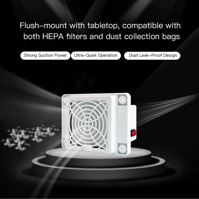 

2-in-1 Flush Mount & Tabletop Nail Dust Collector, Strong Suction Ultra-Quiet Nail Vacuum, Dust Leak-Proof, Compatible with HEPA