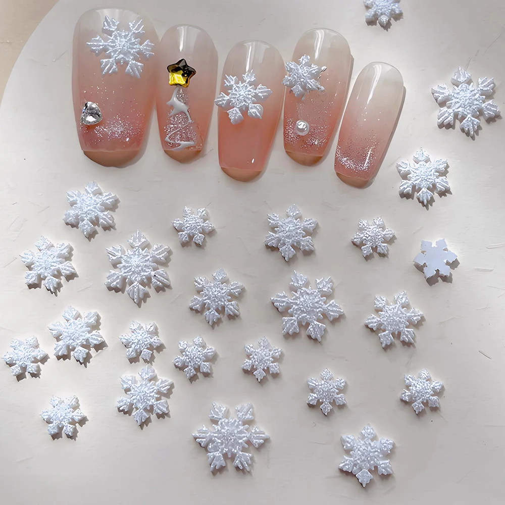 

50PCS 3D Acrylic Snowflake Nail Charms Accessories For Winter Christmas Nail Art Decoration Design Manicure Supplies Beauty Tool
