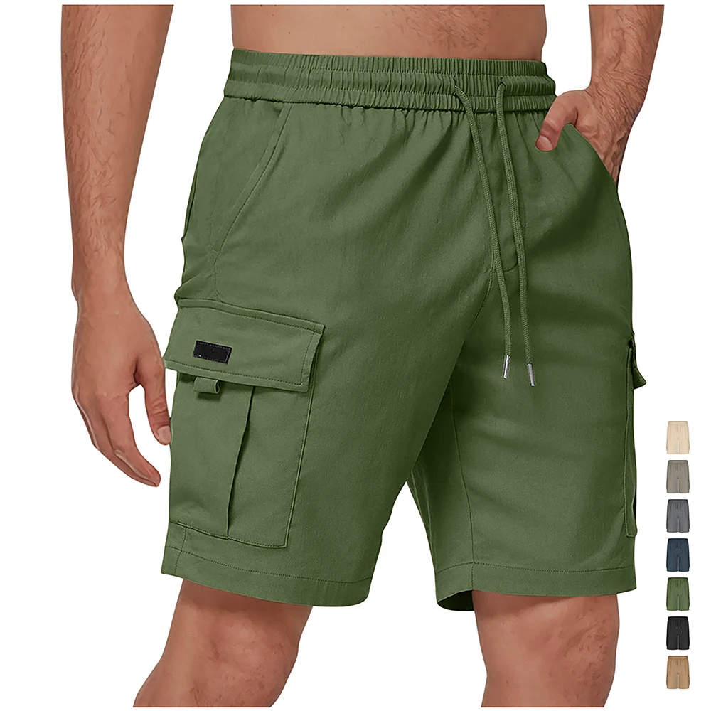 

Casual Workout Mens Cargo Shorts Lightweight Quick Dry Gym Athletic with Pockets Outdoor Beach Board Half Pants Summer Shorts