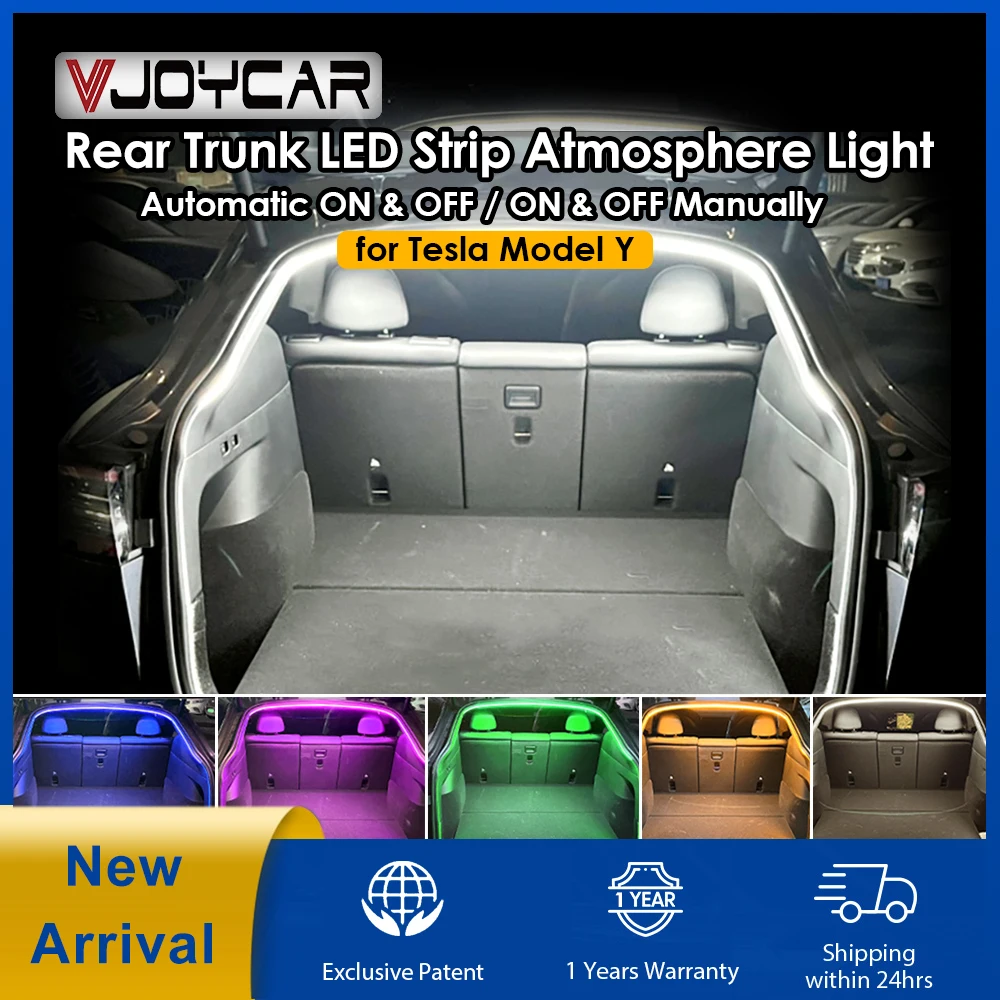 VJOYCAR 2024 Model Y Rear Trunk Brighten LED Strip Modified Lighting for Waterproof Flexible Light Cigarette Lighter Plug & Play