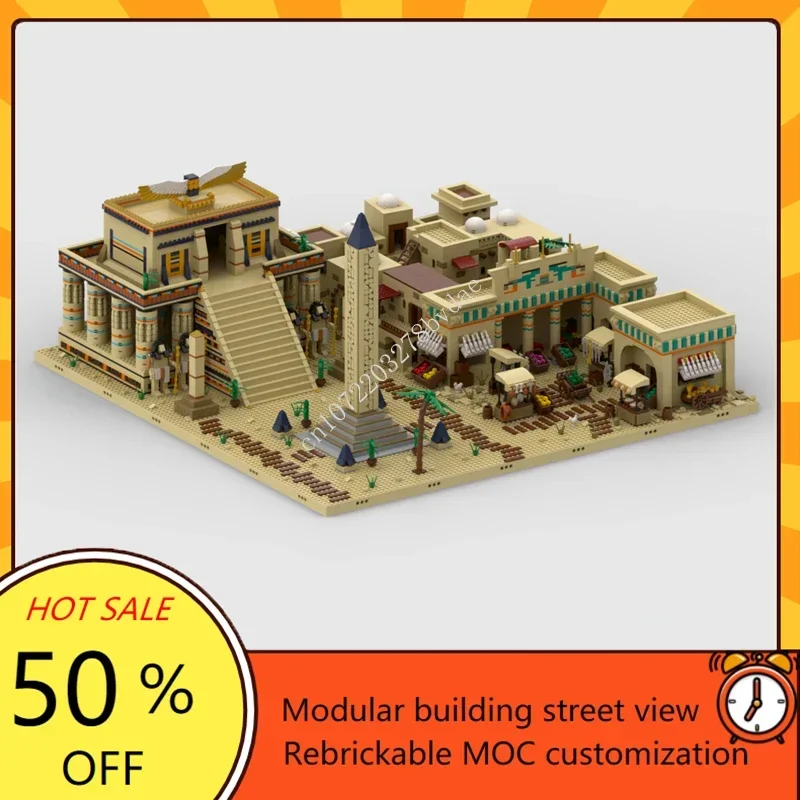 

9916PCS Customized MOC Ancient Egypt Diorama Desert Village Houses Model Building Blocks Bricks DIY Assembly Toys Christmas Gift