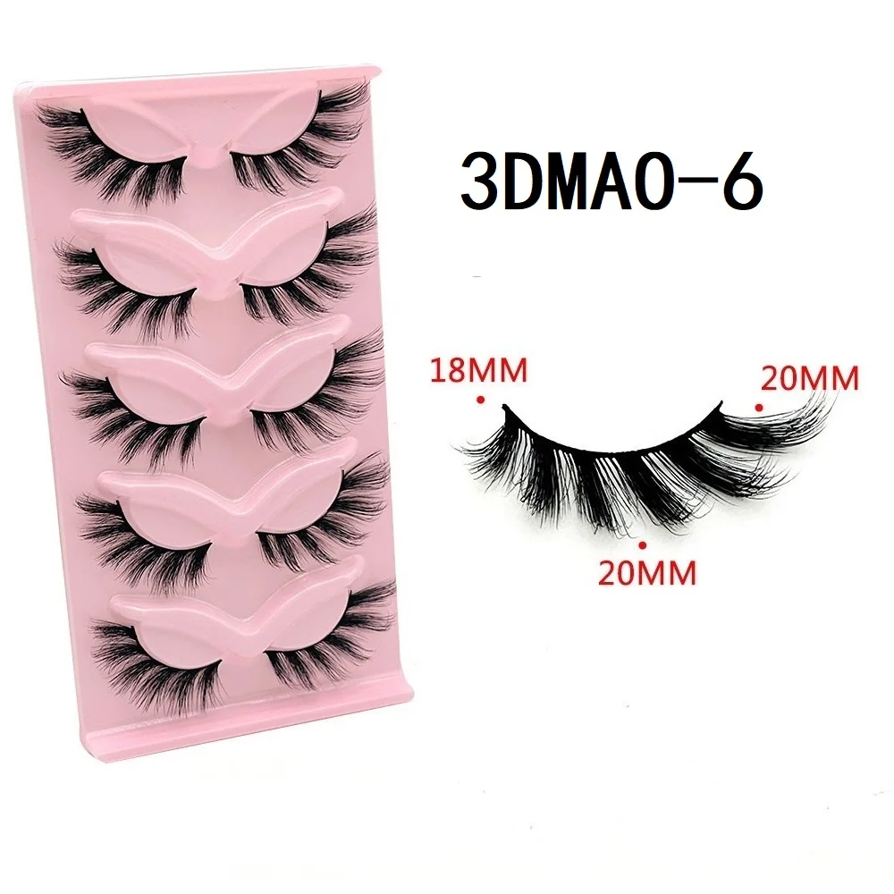 New 3D Cat Eye Lashes 5 Pairs Faux Mink Eyelashes Fluffy Soft Wispy Natural long Manga Reusable Eyelashs Make Fake Lashes Makeup