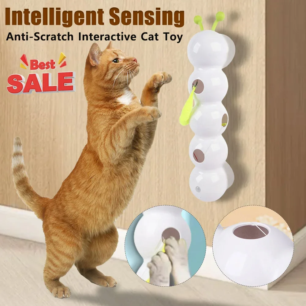 

Interactive Cat Toy Intelligent Sensing Creative Cat Teasing Stick Scratch Resistant Durable USB Rechargeable Caterpillar Toys
