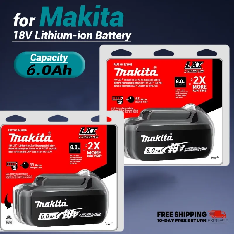 

НОВЫЙ 100% оригинальный аккумулятор Makita 18 В, 6 Ач, литий-ионный BL1860B BL1850 BL1830, совместимый с LXT400 Аккумуляторные инструменты