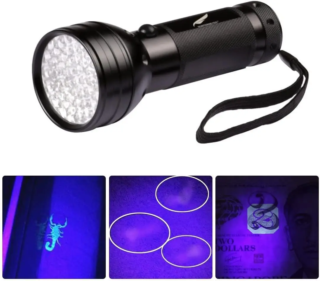 Imagem -03 - Lanterna Portátil de Detecção Ultravioleta Detector de Fluorescência Multifuncional Luz Roxa Uv51led 395nm