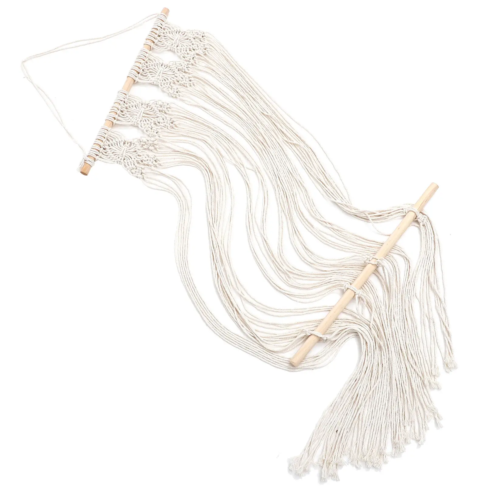White Macrame Woven Wall Tapestry Bohemian Style Hand-Woven Hanging Decor for Bedroom Office Garden Home Wall Picture Display
