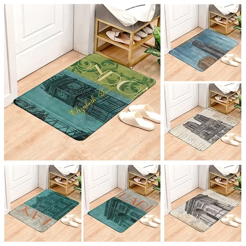 Vintage style non slip shower mat bathroom carpet home decoration floor mat kitchen bedroom living room water absorbing door mat