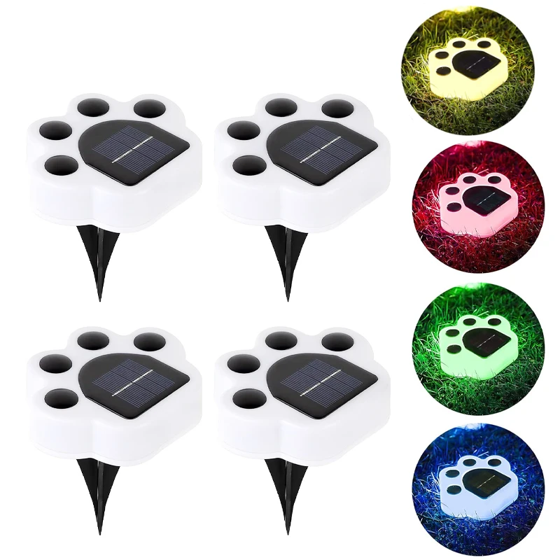 LED Paw Print Solar Light Solar Paw Print Light Outdoor Waterproof Dog Paw Solar Ground Lights Garden Lawn Landscape Path Lights