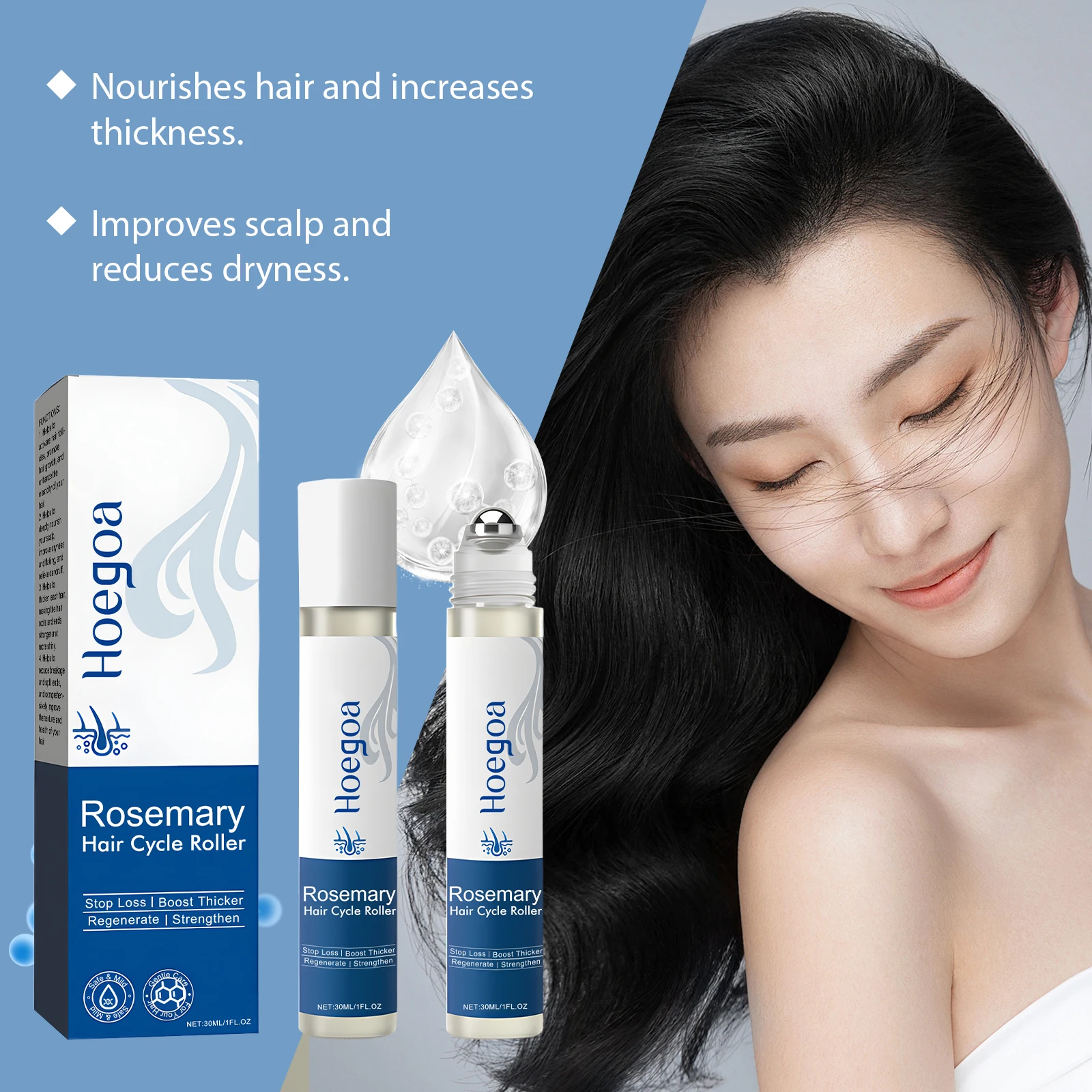 Rosemary Hair Growth Oil for Man Nourish Scalp Activate Hair Follicle Stimulator Anti Hair Loss Treatment Hair Regrowth Roller