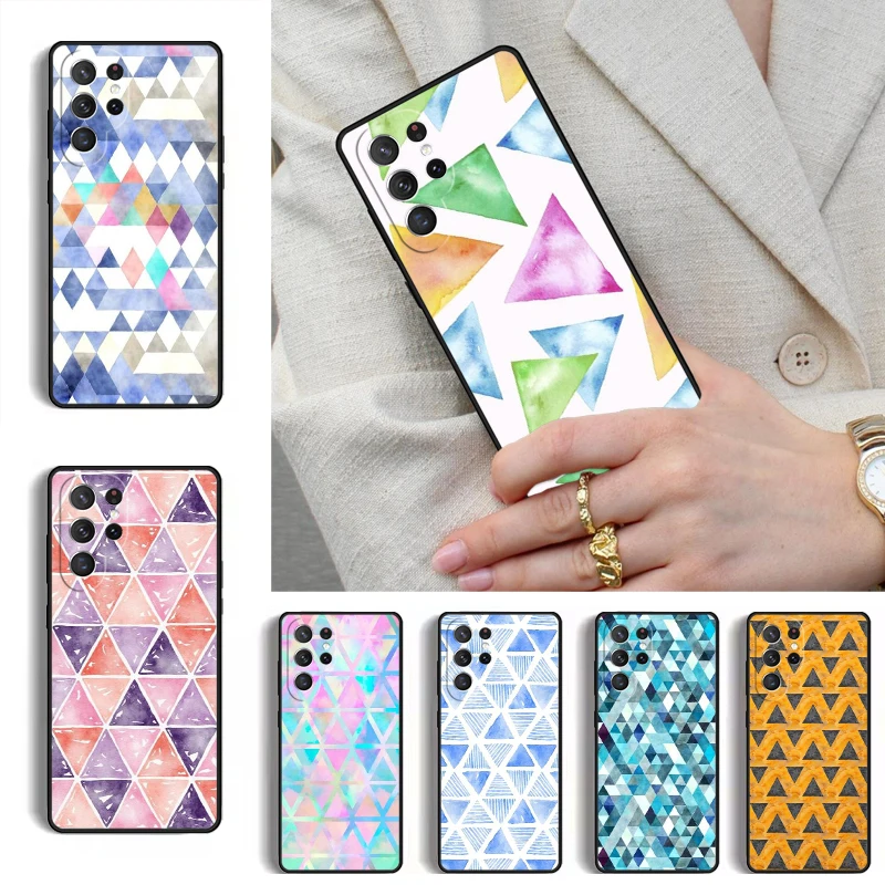 Watercolor Triangle Pattern Phone Case for Samsung Galaxy S26 S25 Ultra S24 S23 S22 S21 Plus Note 10 Bumper Cover