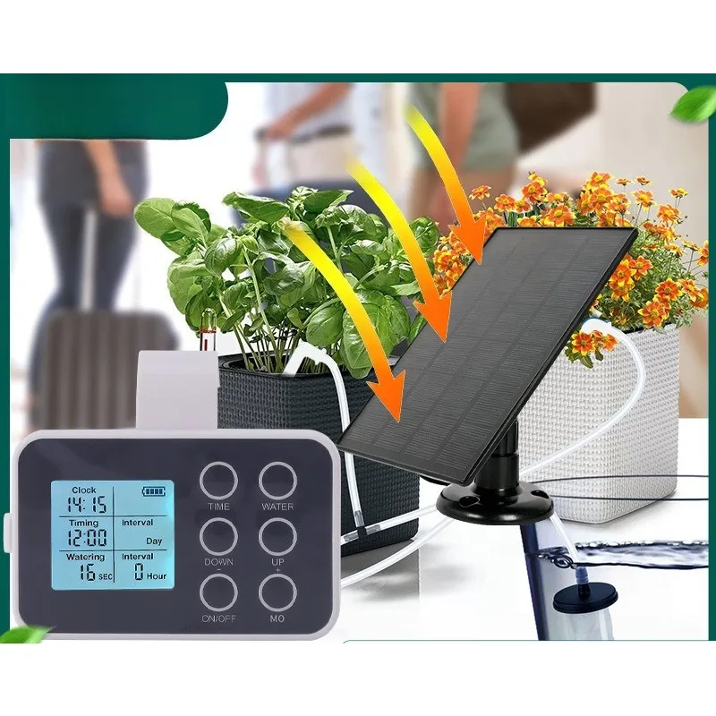 LCD Intelligent Flower Watering Device, Potted Plant Timing Drip Irrigation System 6-key Large Screen Intelligence
