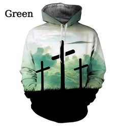 3D Jesus Cross Printing Hoodies Children Christian Faith Fashion Sweatshirts Women Harajuku Hoodie Unisex Winter Tracksuits Tops