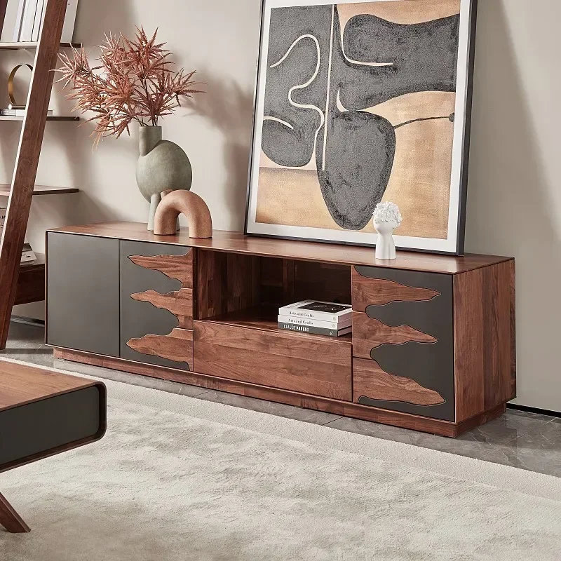 

Black Walnut Solid Wood Creative TV Stand Nordic Living Room Floor Cabinet Hall Cabinet