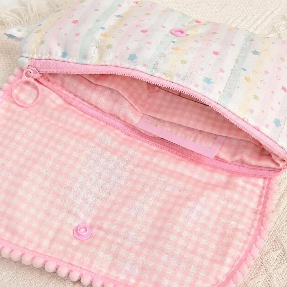 Durable Dessert Rabbit Print Pencil Case Large Capacity Multifunctional Pen Bag Flap Button-down Pencil Pouch Students