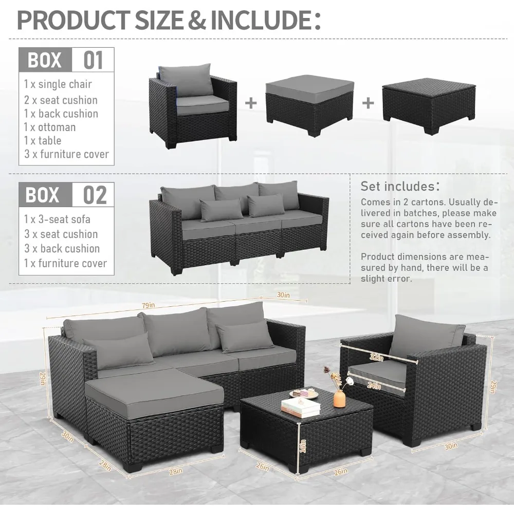 Furnitur Teras Anyaman Sofa Luar Ruangan 4 Buah Set Furnitur Teras Bagian Luar Ruangan dengan Kursi Teras dan Lapisan Penyimpanan Luar Ruangan