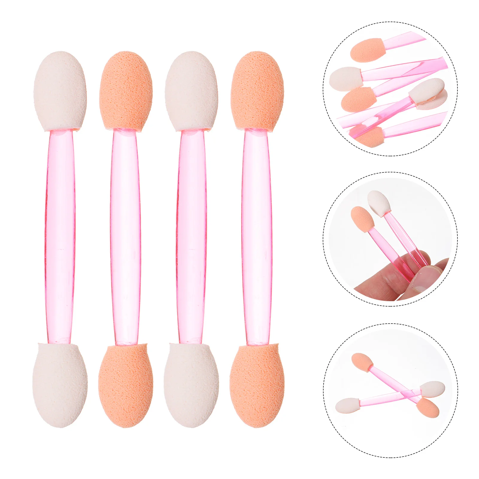 100 ชิ้นอายแชโดว์ Stick Make up Brush Sticks Double Head อายแชโดว์แต่งหน้าเครื่องมือยางผ้าฝ้ายผู้หญิง Latex ฟองน้ํา