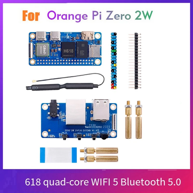 

For Orange Pi Zero 2W Development Board RAM+Expansion Board DDR4 Mini PC H618 Wifi5 Bluetooth5.0 Support 4K 60FPS Easy Install