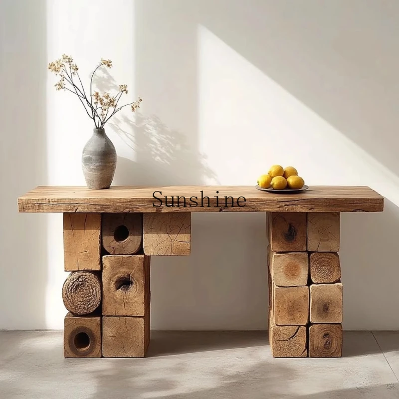 

Wabi Sandy Wind Simple Retro Entrance Table Natural Antique Old Wood Bar Case