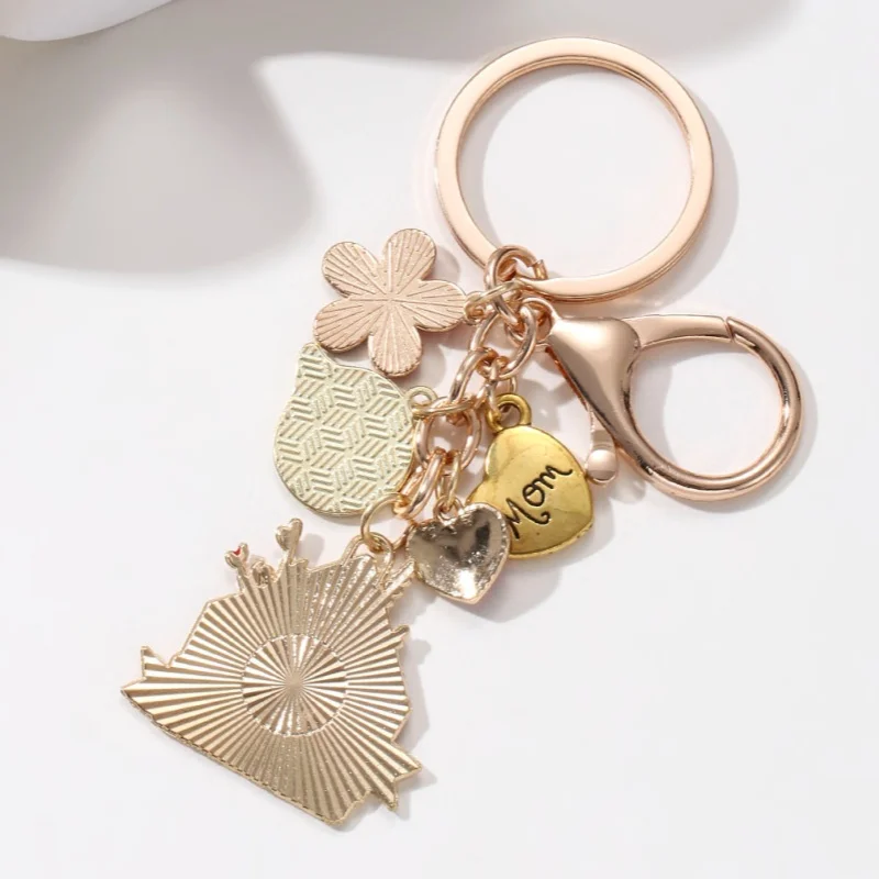 الكرتون الزهور القلب أمي المغلف بطاقات المعايدة المينا المفاتيح هدية جيدة للنساء ماما عيد الأم اليدوية والمجوهرات #5