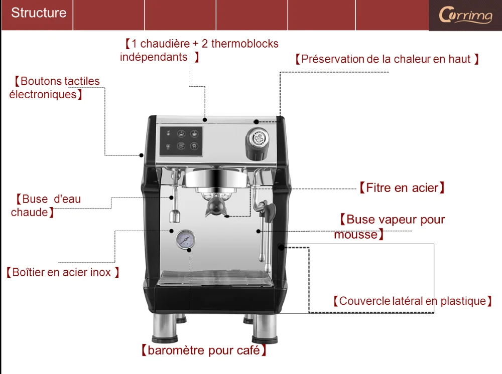 Gimilai CRM3200 15 Bar schlanke 1,7 l Espressomaschine, 220-Volt-Kaffeemaschine innerhalb von Milchaufschäumer Cafe Corrima