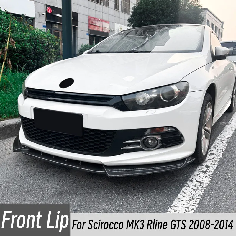 

Для Volkswagen Scirocco MK3 Rline GTS 2008-2014 3 шт./компл. автомобильный передний бампер, спойлер для подбородка, сплиттер, аксессуары для тюнинга автомобиля, часть