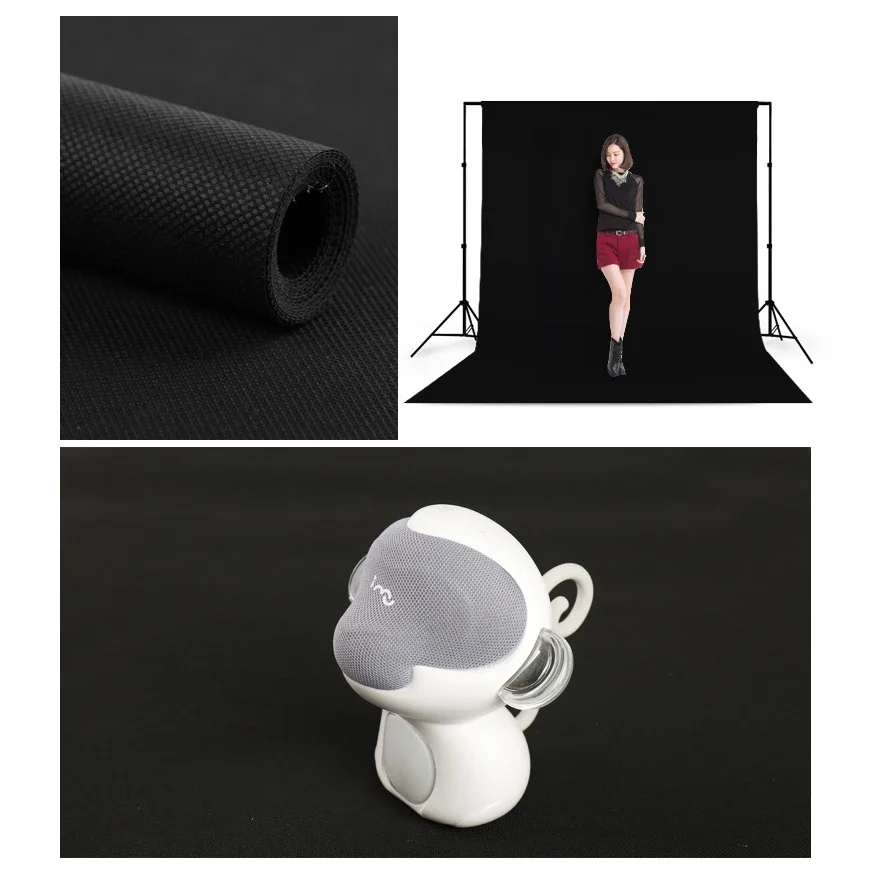 TENWISH 2x3 Meters Chroma Key Backdrop Green Screen for Photo Studio Video Live Background Non Woven Fabrics Black White