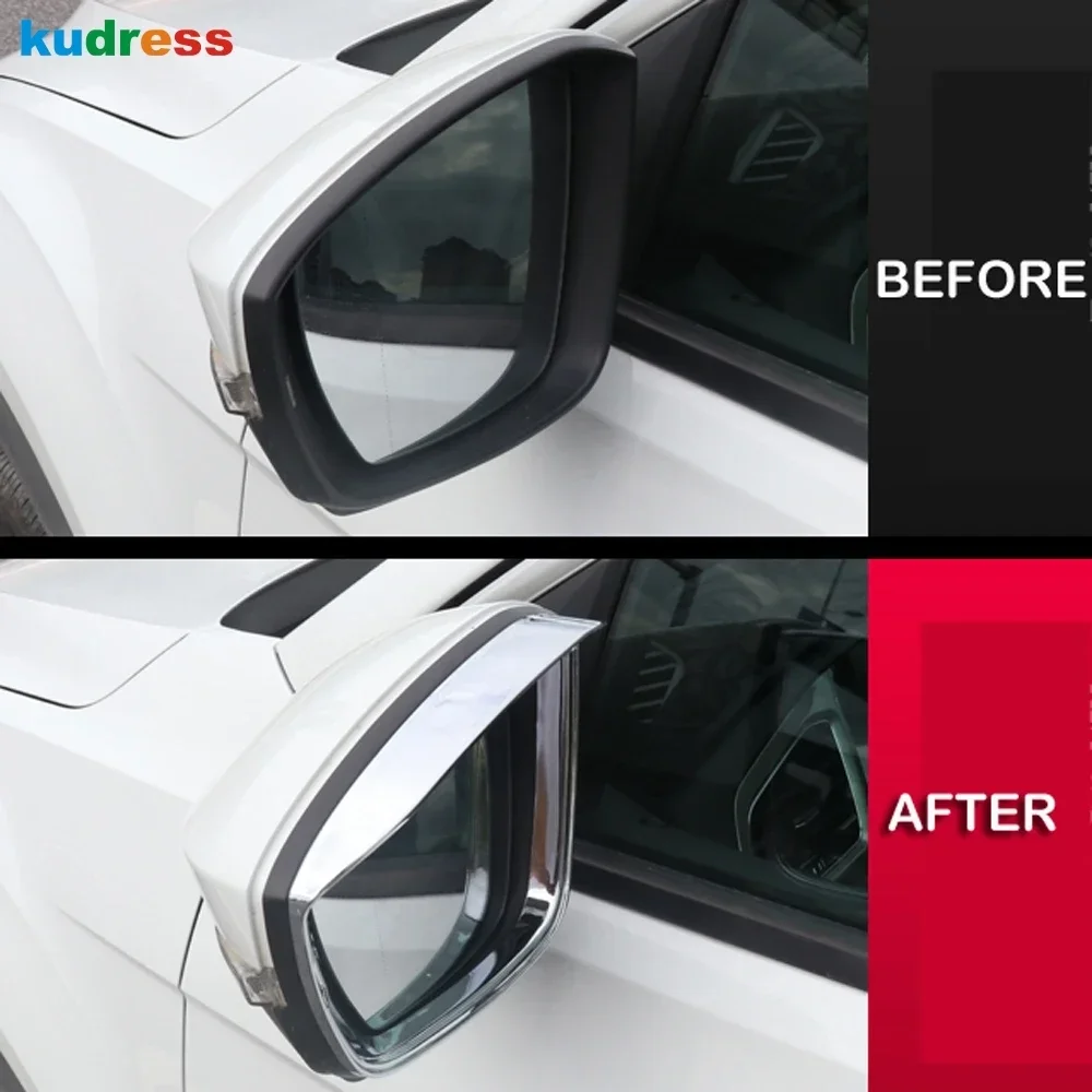 Rearview Mirror Eyebrow Cover Trim For Volkswagen VW T-ROC TROC 2017-2022 Chrome Car Side Mirror Sun Visor Frame Accessories