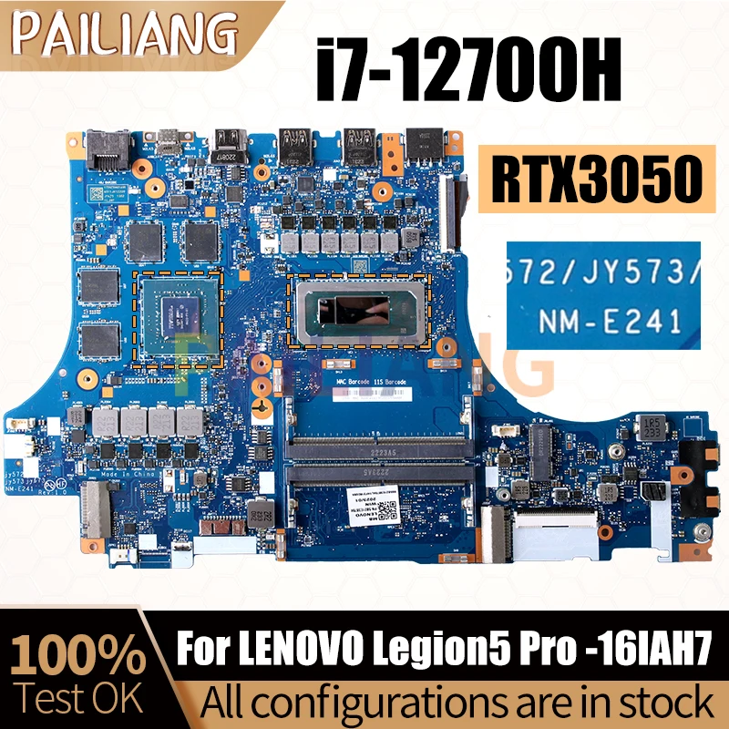 For LENOVO Legion5 Pro -16IAH7 Notebook Mainboard NM-E241 SRLD1 i7-12700H GN20-P1-A1 RTX3050 4G Laptop Motherboard Full Test