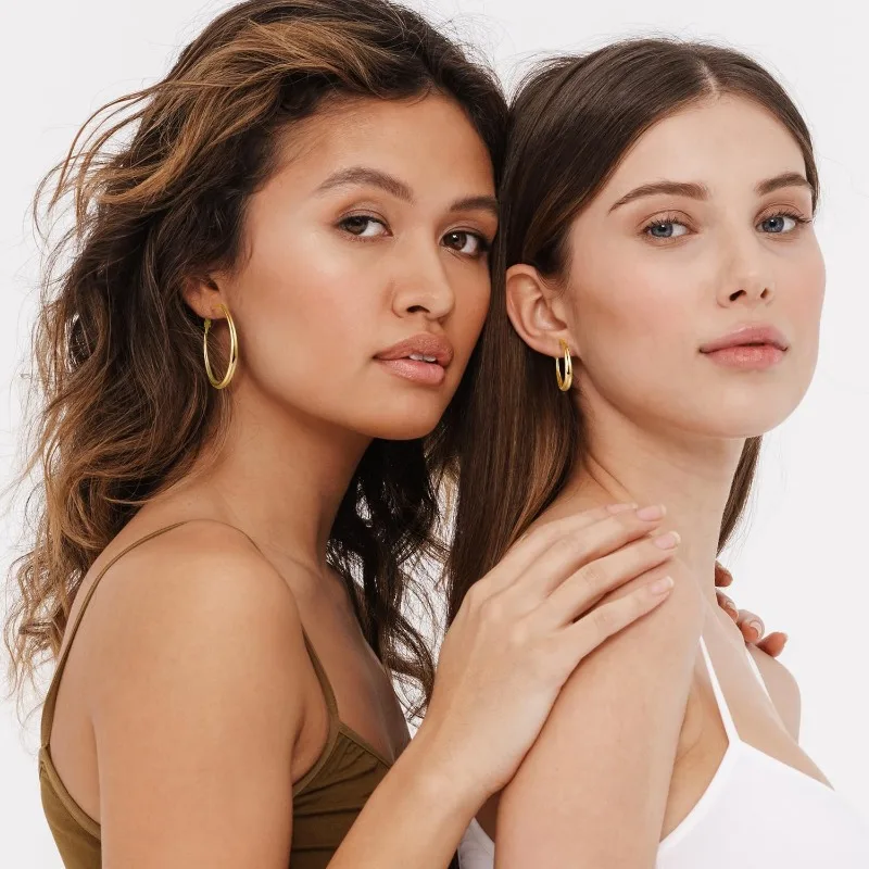 Women's Lightweight 925 Sterling Silver Post Hoop Earrings