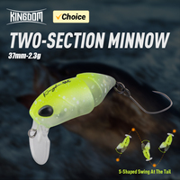 Kingdom 2 Section Minnow Lure 2.3g 37mm Floating S-shaped wobble Artificial Baits Topwater Swimbaits For Trout Bass Fishing