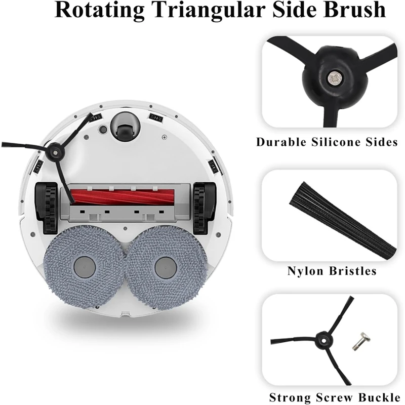 ABAE-Kit de accesorios para Roborock Qrevo S/Qrevo Plus/Qrevo Pro/Qrevo Maxv Robot aspirador Cepillo Lateral principal filtro Hepa bolsas de fregona