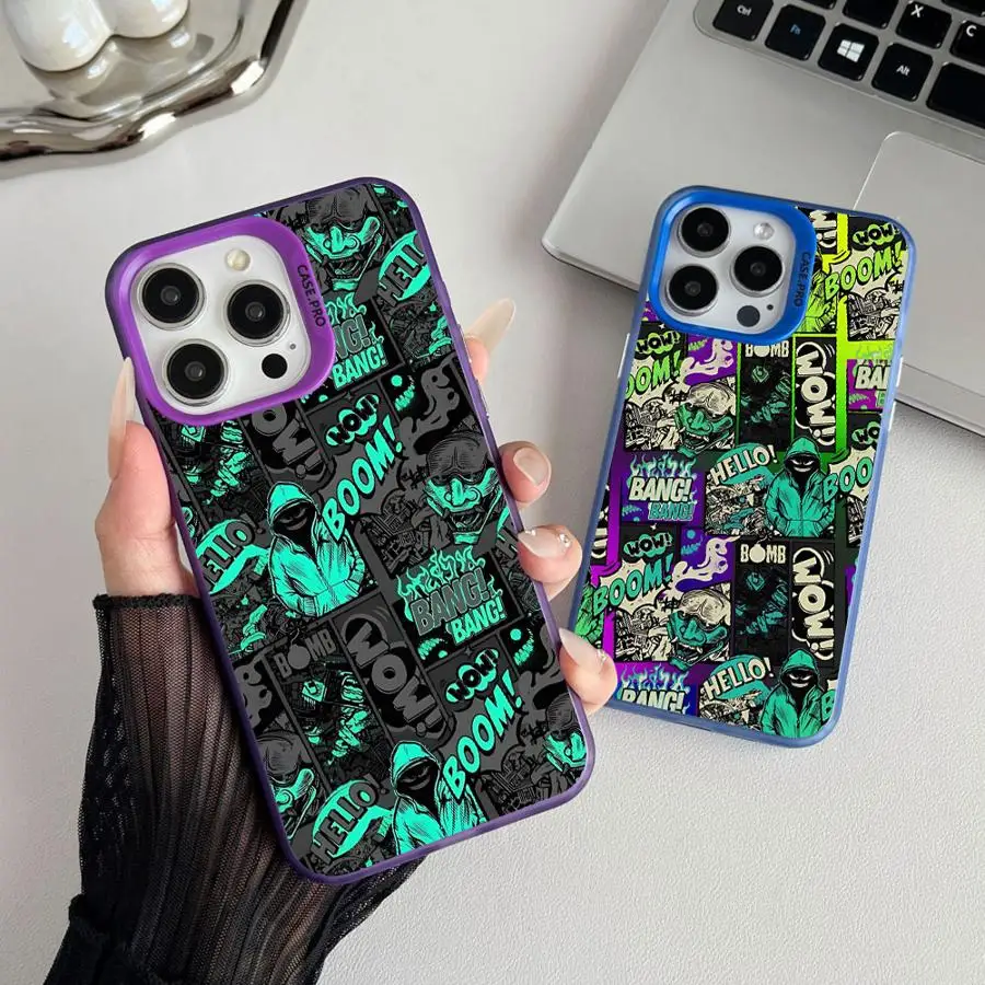 Street Fun Graffiti Phone Case for iPhone 11 Pro 16 15 14 13 12 Plus 15 16 14 13 12 Pro Max 11 Pro Max Soft Shell