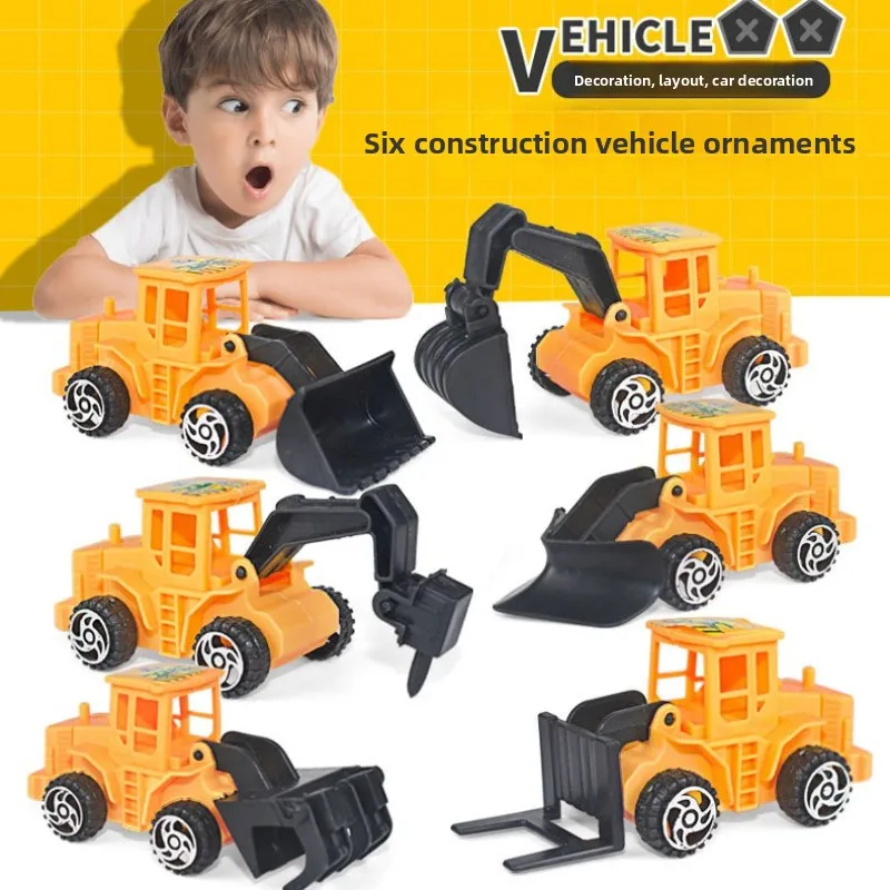 

6PCS Pack Mini Engineering Vehicle Cake Decorations Excavator Cake Topper Kids Construction Car Birthday Party Favors