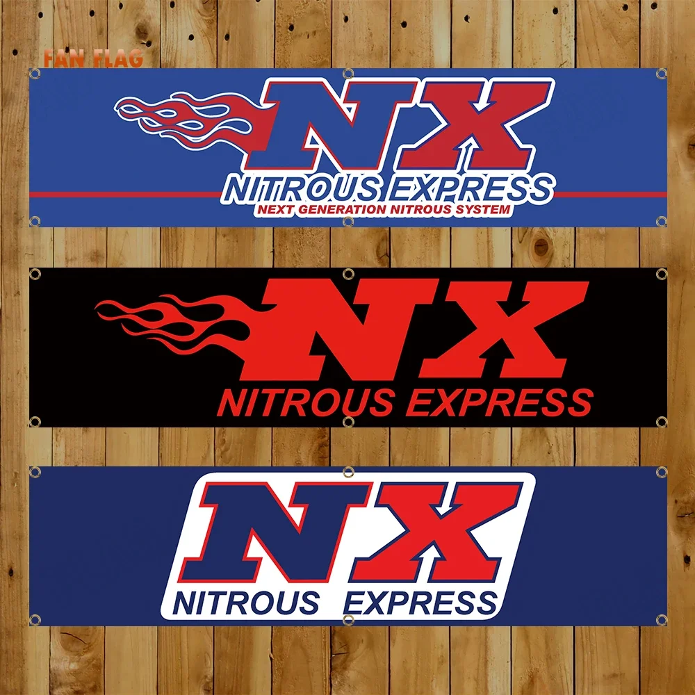60x240cm NX Nitrous Express Auto Parts Banner Bandeira Poliéster Impresso Tapeçaria de Decoração de Garagem ou Exterior