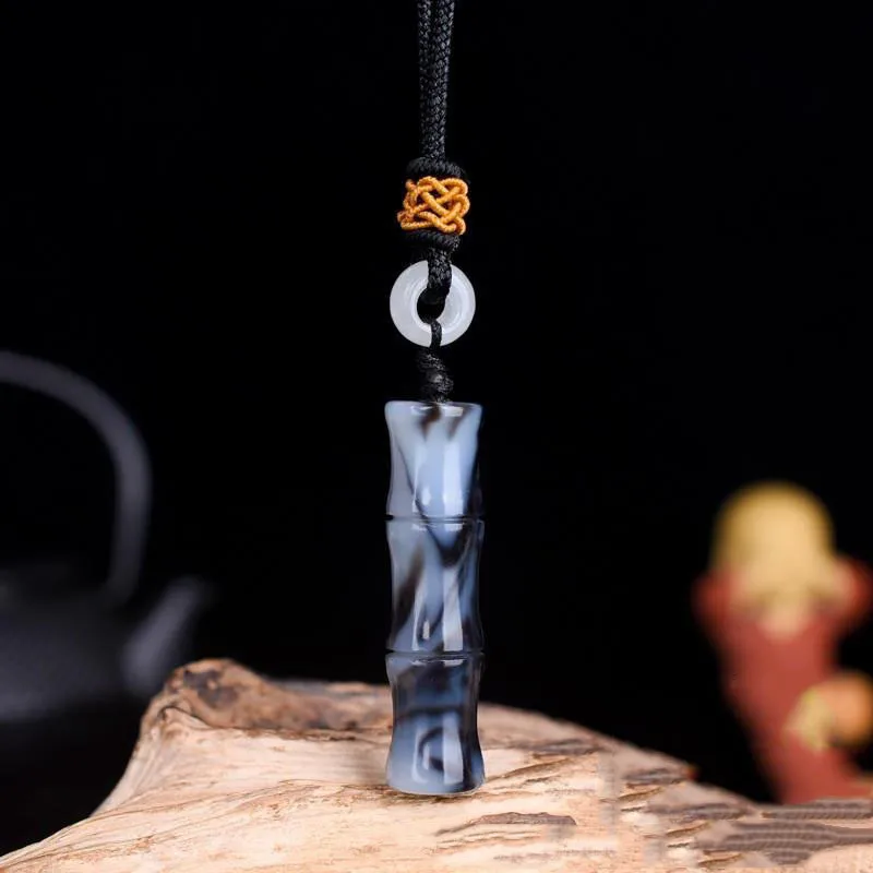 Natural Hetian Jade Blue-and-white Bamboo Pendant for Men and Women Is Rising Steadily. Bamboo Newspaper Pendant Jewelry Is Safe