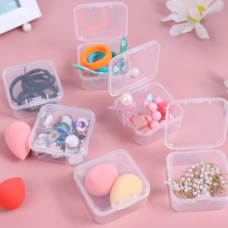 Jewels PP Plastic Storage Box One-piece Clamshell Small Objects Case Flip Cover Transparent Boxes Rings Cases Jewelry Packaging